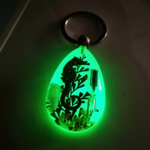 Luminous key chain amber insect ornament holiday gift crab seahorse ant flower
