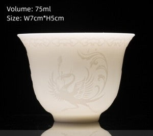 fat mutton jade porcelain tea cup handmade floral relief master cup boutique new