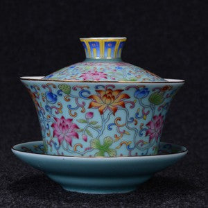 Gaiwan Porcelain Bigger Tureen With Lid Covered Bowl Tea Cup Saucer 340ml China