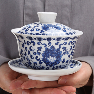320ml Big Tureen Porcelain Gaiwan Chinese Tea Set Ceramic Tea Cup Bowl Saucer
