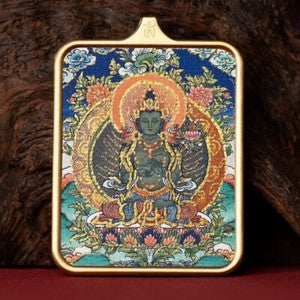 Tibetan Thangka Pendant Lhamo Jambhala Green Tara Amulet Car Hang Buddhist Charm