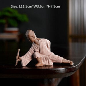 Historical Human Statue Yixing Zisha Purple Clay Tea Pet Posture On Tea Table