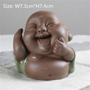 China Novelty Tea Play Statue Pee Doll Smile Buddha Monk Wealth Bring Tea Pet