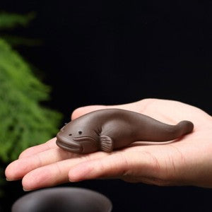 One Pair Zisha Tea Pet Fish Carved Statue Couple Lover Gift Tea Play Catfish New