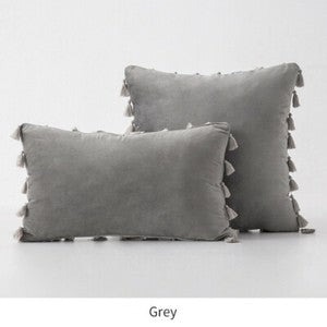 Tassel Velvet Sofa Pillow Cover Solid Plush Sofa Cushion Cover Fringe Pillowcase
