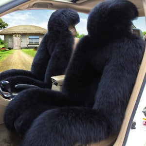 2PCS Genuine Australian Sheepskin Fur Long Wool Car Front Seat Cover Warm Winter