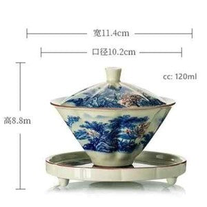 Ceramic Teacup Handmade Gaiwan Chinese Tea Tureen Tea Cups Tea Set Cover Bowl
