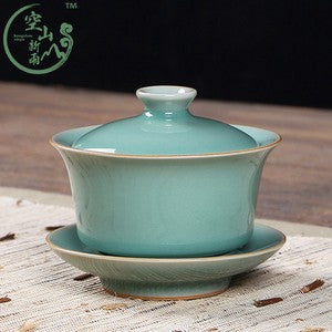 180ml Gaiwan Open Film Cover Bowl Longquan Celadon Kungfu Pot Tea Bowl Tea Cups