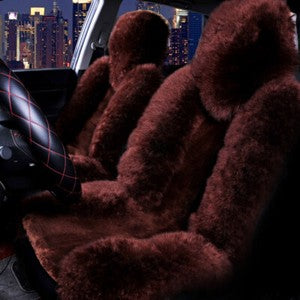 2PCS Genuine Australian Sheepskin Fur Long Wool Car Front Seat Cover Warm Winter