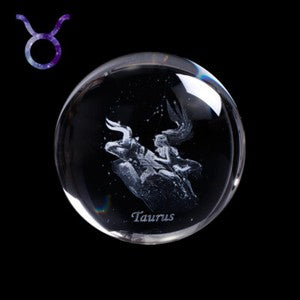 Zodiac Sign Star Crystal Ball Laser Engraved Glass Sphere Crystal 80MM Gift
