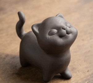 Multi Functional Tea Pet Cat Statue Yixing Zisha Purple Clay Holder for Lid New