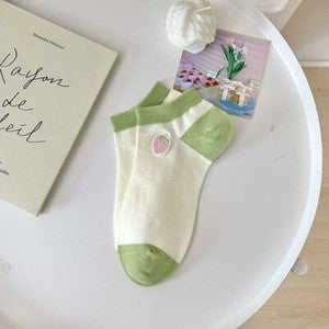 Spring New 5 Pairs Womens Girl Cotton Crew Socks Strawberry Dress Work Socks