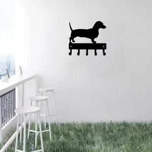 Dachshund Key Rack Dog Leash Hanger - 9 inch Wide/6x5 inch Metal Wall Art