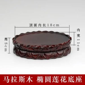 Guanyin Maitreya Lotus Oval Buddha Statue Vase Bonsai Home Decor Solid Wood Base