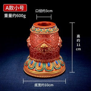 Tibetan Style Eight Auspicious Patterns Resin Hand Cranked Rotating Base