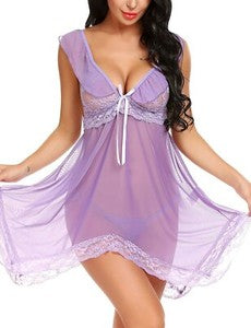 Women's Lingerie Babydoll Sleepwear Underwear Lace Nightwear Dress G-String