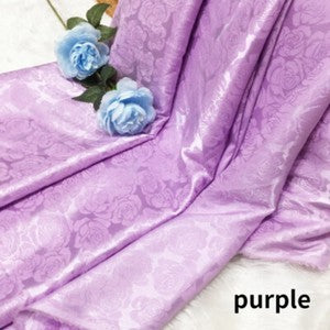 150*100cm Faux Silk Satin Rose Floral Brocade Damask Fabric Dress Sewing Craft