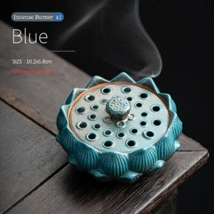 Lotus Ceramic Incense Burner with Lid, Cone Incense Burner, Suitable for Incense
