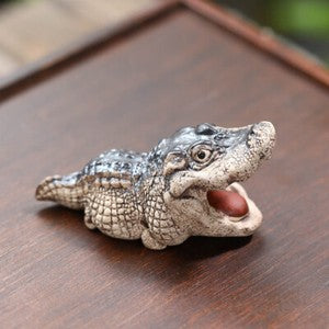 Alligator Statue Small Size Handmade Ornament Yixing Zisha Purple Clay Tea Pet