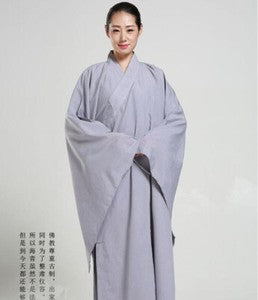 New Buddhist Monk Shaolin Kung Fu Suit Meditation Haiqing Robe Long Gown Dress