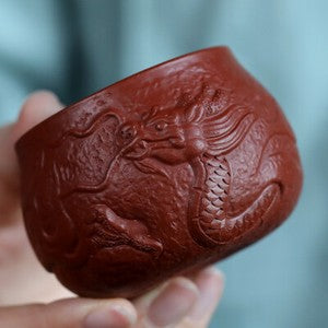 Handmade Tea Cup Dragon Carved Relief Authentic Yixing Zisha Master Cup Of Tea