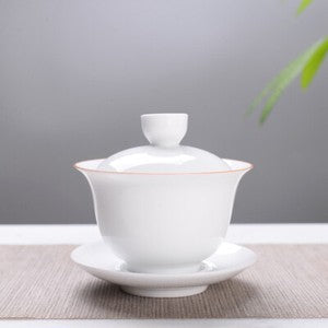 180ml Ceramic Tureen Bone China Tea Bowl Porcelain Gaiwan Cup & Cup Lid & Mat
