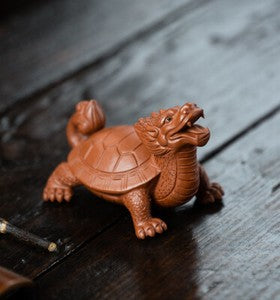 traditional craft handmade tea pet dragon turtle statue zisha purple clay animal
