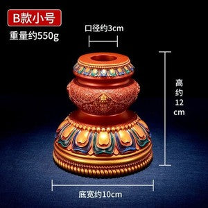 Tibetan Style Eight Auspicious Patterns Resin Hand Cranked Rotating Base