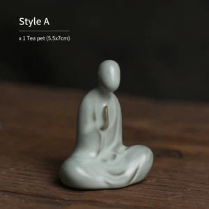 Ru Kiln Ceramic Tea Pet Buddha Zen Tea Play Accessories
