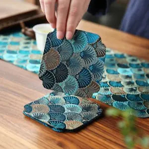 Fabric Scallop Shaped Coaster|Burlap Tea Coaster|Tea Accessories