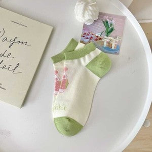 Spring New 5 Pairs Womens Girl Cotton Crew Socks Strawberry Dress Work Socks