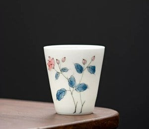 One Tea Cup Handpainted 45ml Porcelain Master Cup Floral Handmade Kungfu Teacups