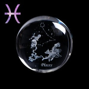 Zodiac Sign Star Crystal Ball Laser Engraved Glass Sphere Crystal 80MM Gift
