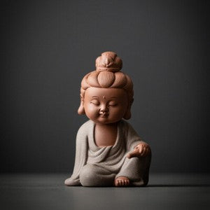 Creative Tea Pet Monk Statue Purple Clay Zisha Table Decoration Buddha Mascot