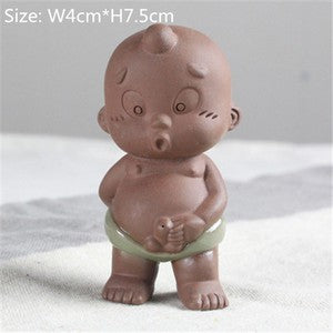 China Novelty Tea Play Statue Pee Doll Smile Buddha Monk Wealth Bring Tea Pet