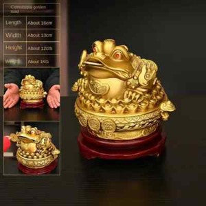 Feng Shui Copper Golden Toad Ornaments Treasure Bowl Three-legged Crafts