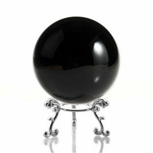 Crystal Ball Sphere for Feng Shui, Meditation, Decor, with Silver Flower Stand