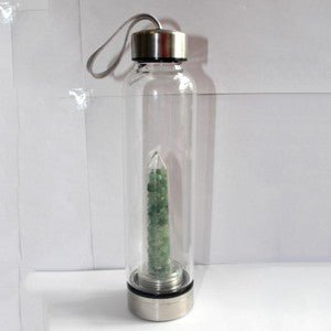 Natural Quartz Crystal Gravel Gemstone Healing Glass Energy Elixir Water Bottle