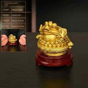 Feng Shui Copper Golden Toad Ornaments Treasure Bowl Three-legged Crafts