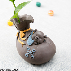 Creative Vase Decoration Small Size Yixing Zisha Purple Clay Pig Statue Tea Pet