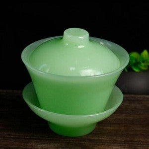 180ml China Kung Fu Natural Jade Gaiwan Tea Bowl Cup Tea Set Ceremony Decor