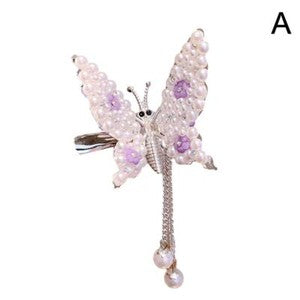 Moving Butterfly Pearl Hair Clips Flying Shiny Rhinestone Hairpin Barrettes Best