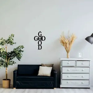 Metal Wall Art - God Is Good Cross Metal Ornaments Pretty Artwork Wall Stickers