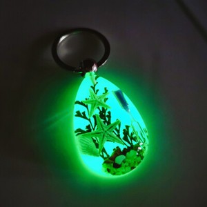 Luminous key chain amber insect ornament holiday gift crab seahorse ant flower
