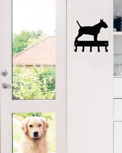 Bull Terrier Dog - Key Hooks & Keychain Holder-6 inch/9 inch Wide Metal Wall Art