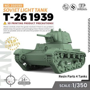 SSMODEL SS599 1/200/350/700 Military Model Kit Soviet T-26 1939 Light Tank