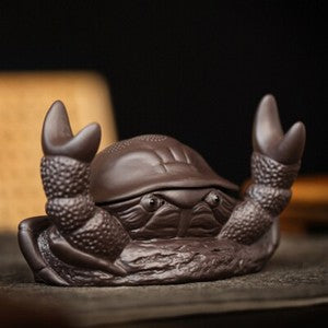 crab statue tea strainer yixing zisha purple clay artware tea pet filter net new
