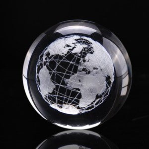 60mm 3D Crystal Earth Ball Glass Laser Engraved Miniature Earth Model Sphere