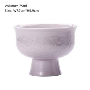 Chinese Tea Cup For Lady Porcelain Kungfu Cup Handmade Floral Relief Boutique