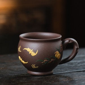 master tea cup health care real yixing zisha cup with handle hand carved 140ml